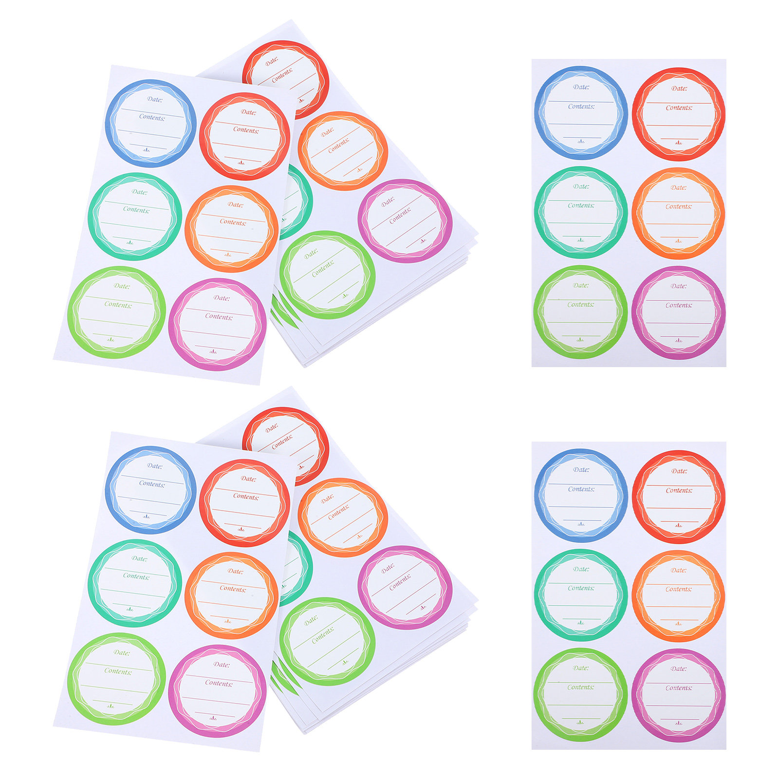 Food Storage Glass - 180 Etiquetas Autoadhesivas Impermeables Multicolor para