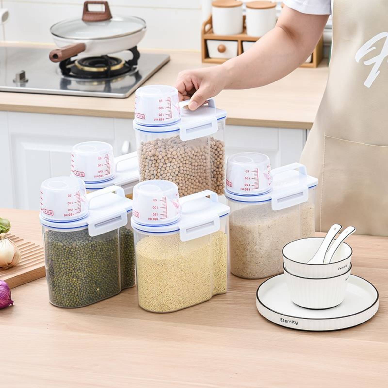 Food Storage In Pantry - Contenedor de Arroz Seguro con Dispensador