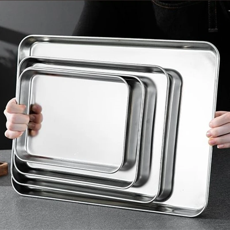 Food Storage In Restaurant - Bandejas Rectangulares de Acero Inoxidable para
