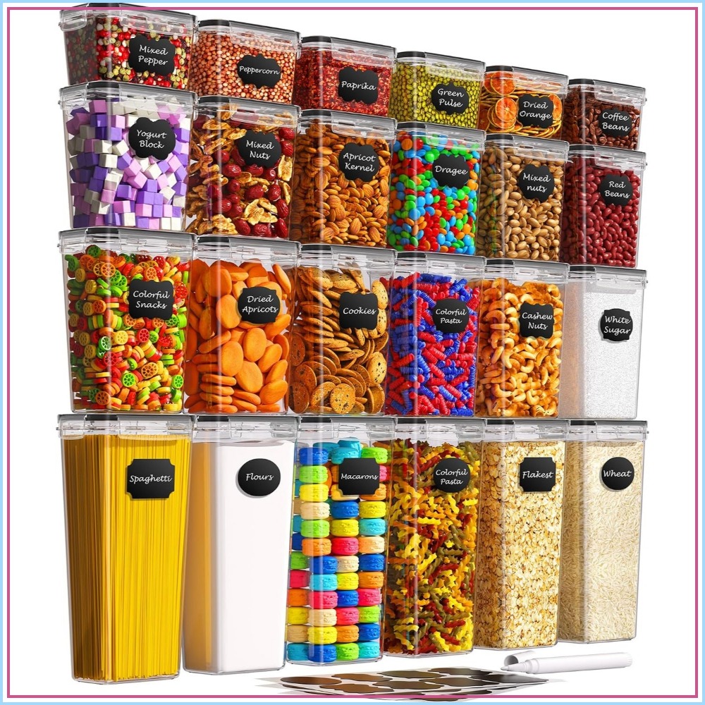 Food Storage In The Kitchen - 24 Recipientes Herméticos para Almacenamiento de