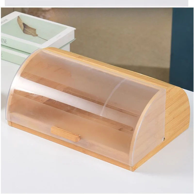 Caja de Pan de Bambú con Tapa  - Food Storage Kitchen Cabinet reseña y precio