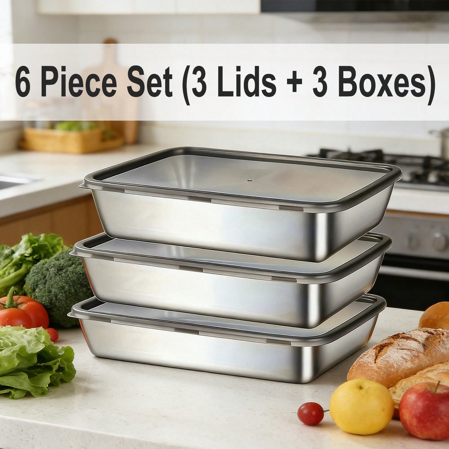 Juego de 6 recipientes (3 caja - Food Storage Essentials reseña y precio