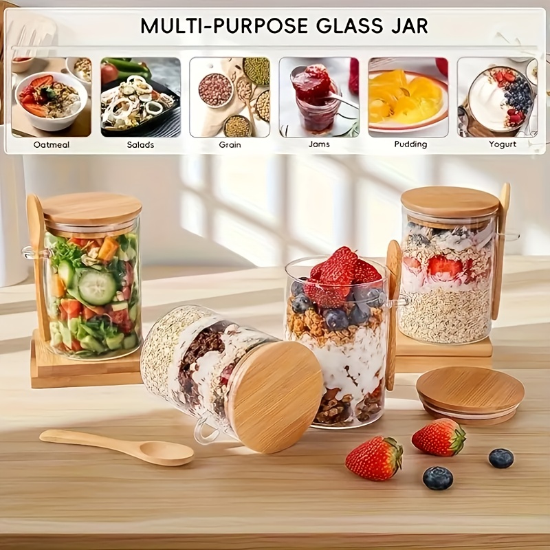 Juego de tazas de vidrio para  - Food Storage With Glass Lids reseña y precio
