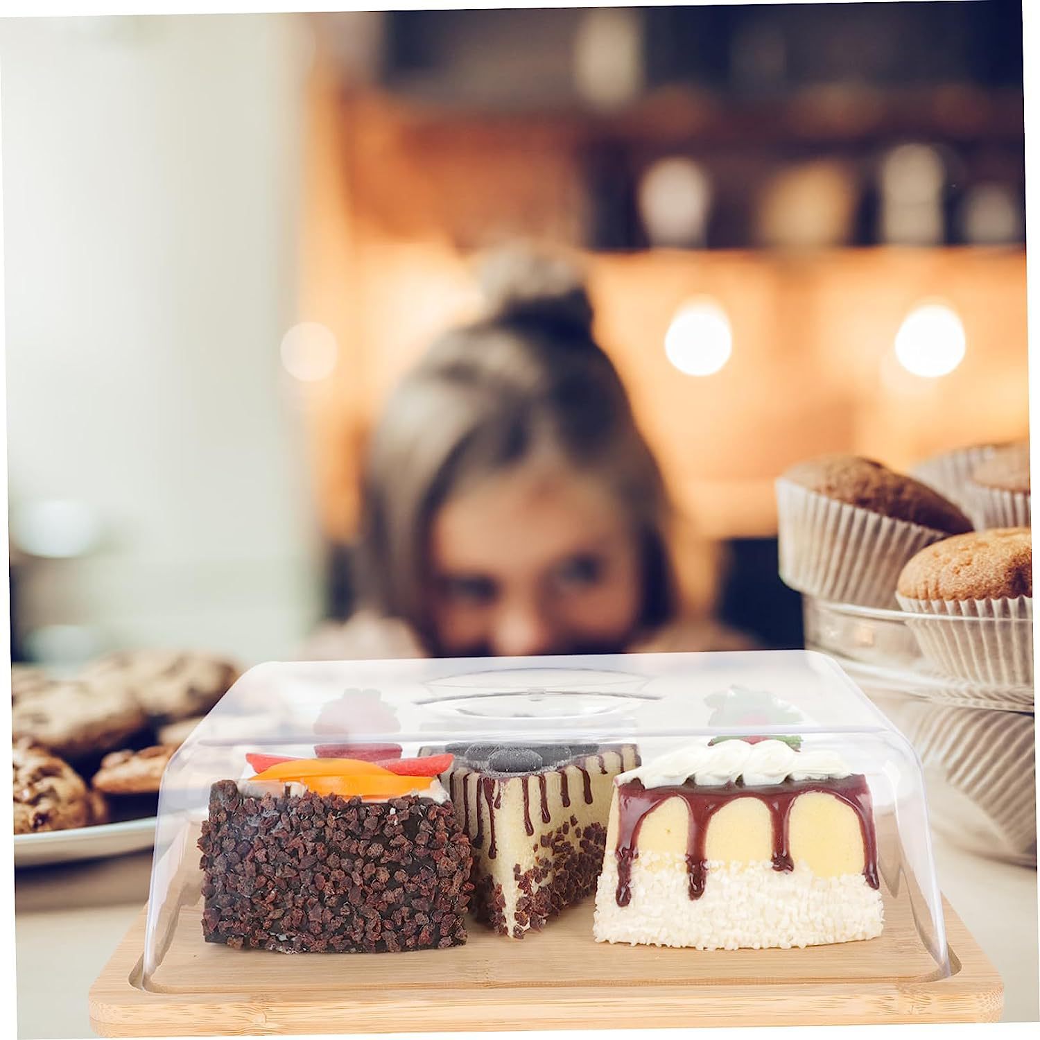 Plato Rectangular de bambú par - Food Storage With Glass Lids reseña y precio