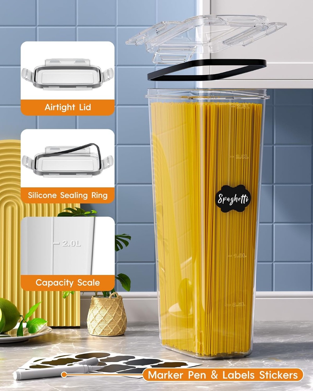 24 Recipientes Herméticos para - Food Storage In The Kitchen reseña y precio